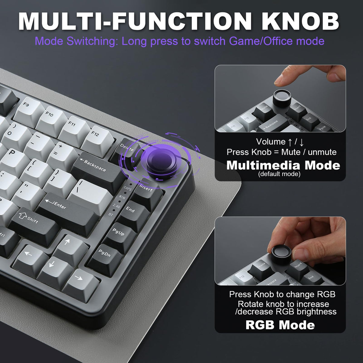 YUNZII B75 PRO 75% Wireless Mechanical Keyboard (Black Heart,Cocoa Switch)