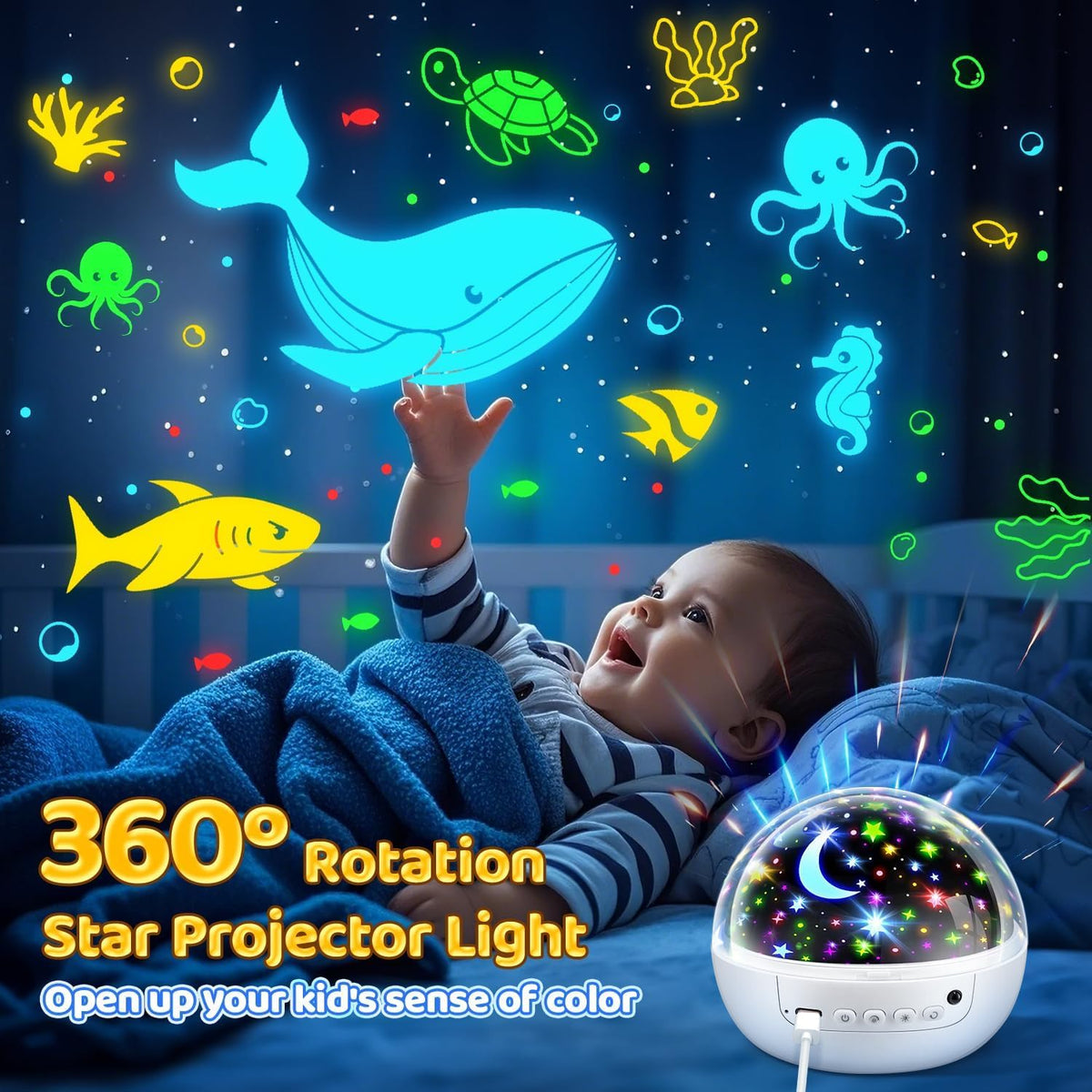 Night Light Projector 93 Lighting Mode,Baby Toys Gift Dimmable+Timer+Remote