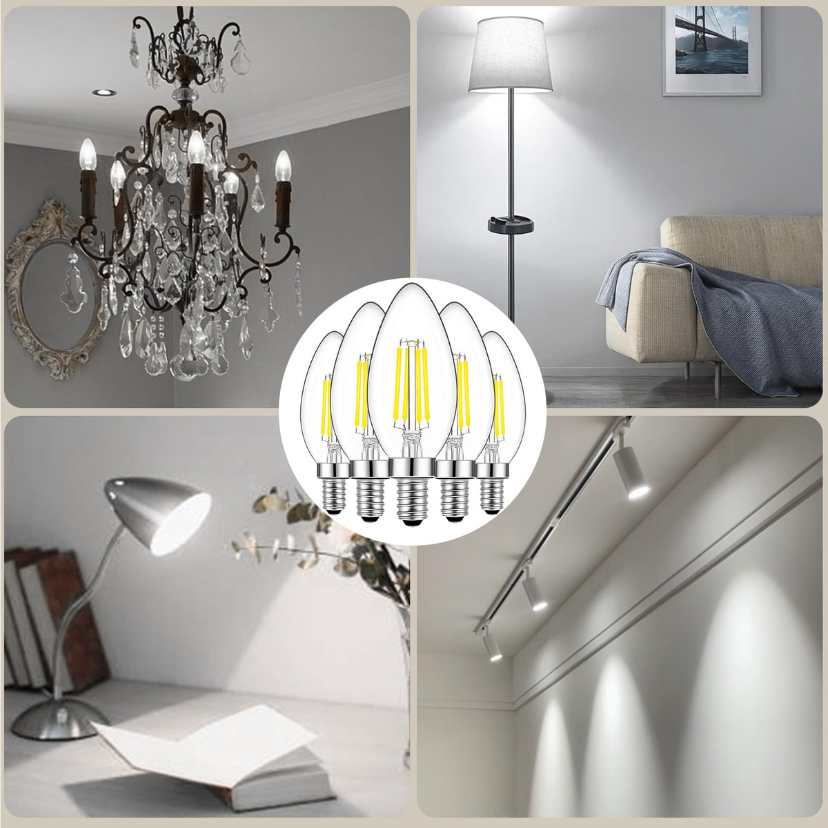BRIMAX 5Pack E14 Bulb Cool White 5000K,Dimmable 4W Small Screw Light Bulb
