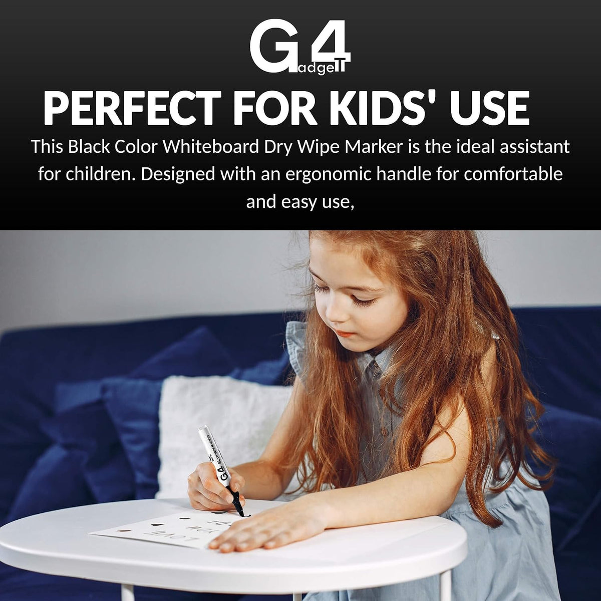 G4GADGET Nice Style Pack of 10 Non-Toxic Ink Black Colour Whiteboard Dry Wipe Marker Pens Bullet Tip