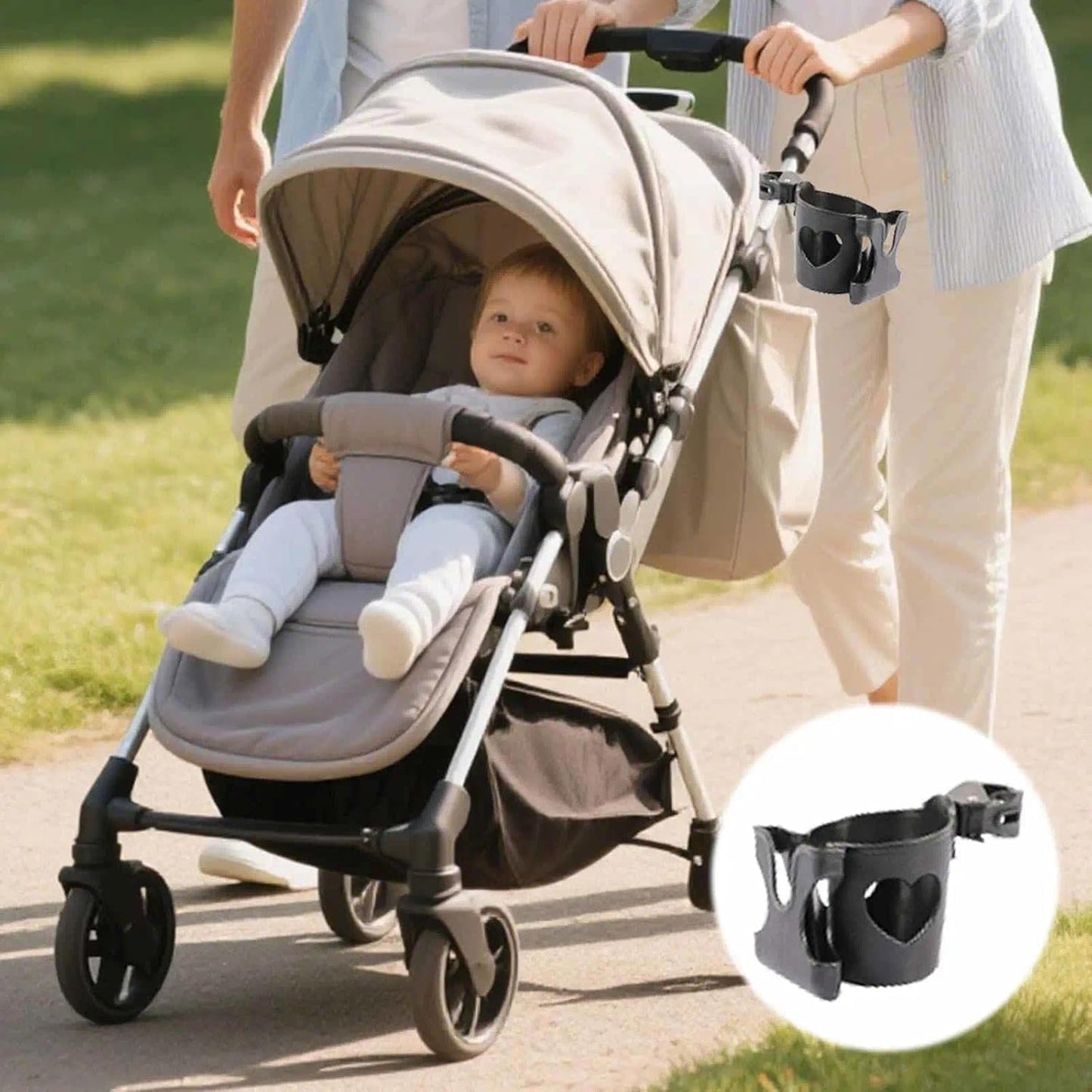 Universal Pram Accessory - Phone & Coffee Cup Holder for Pushchair, Stroller, Buggy