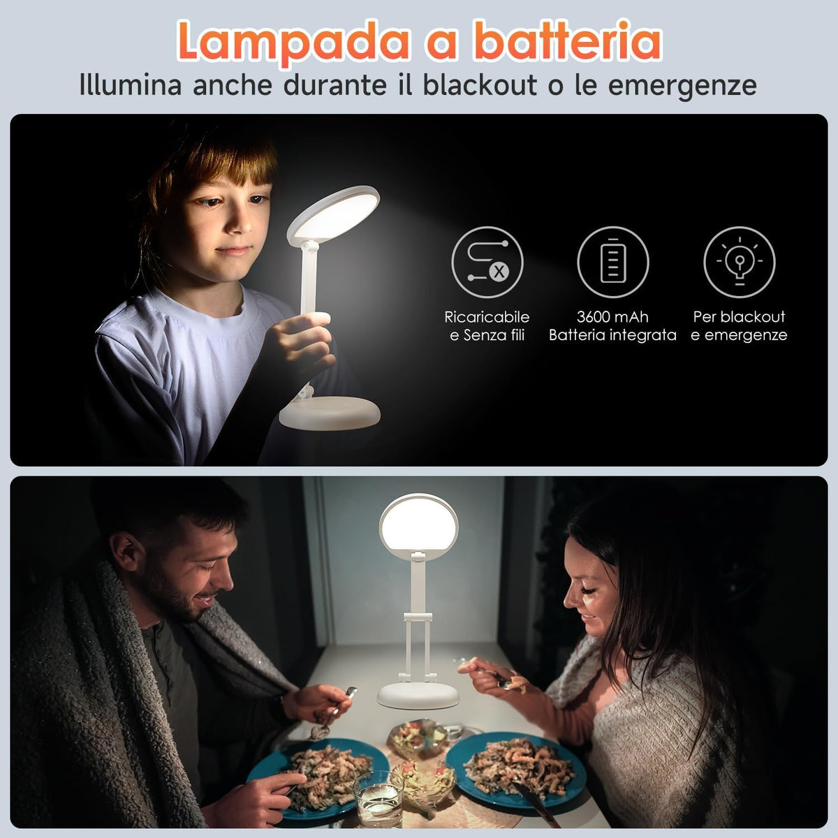 One Fire Rechargeable lamp, Portable Light, Reading Light,Long Battery Life