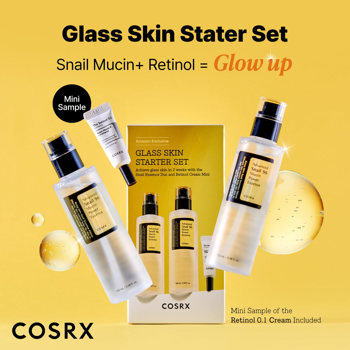 COSRX Advanced Snail 96 Mucin Power Essence 100ml | Snail Secretion Filtrate 96% | Skin Repair Serum | CPNP Registered, Korean Skin Care, Cruelty Free, Paraben Free, Alcohol Free