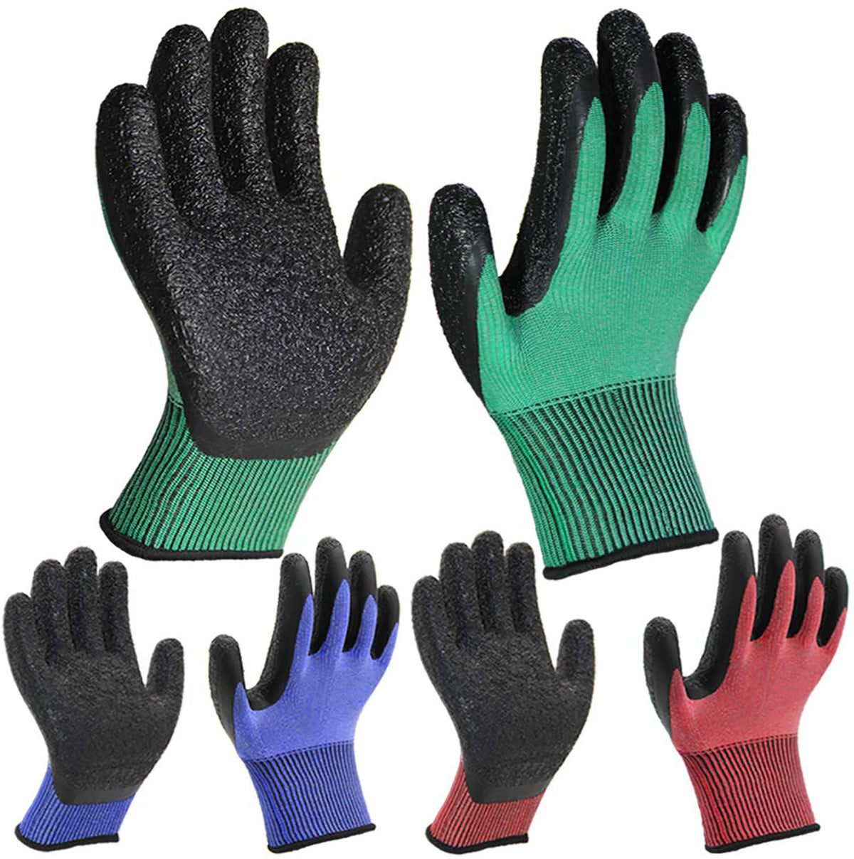 3 Pairs Gardening Gloves Ultra-Grip Work Gloves Non-Slip Latex Coated Colourful Verstile for House Car Cleaning Fishing Outdoor