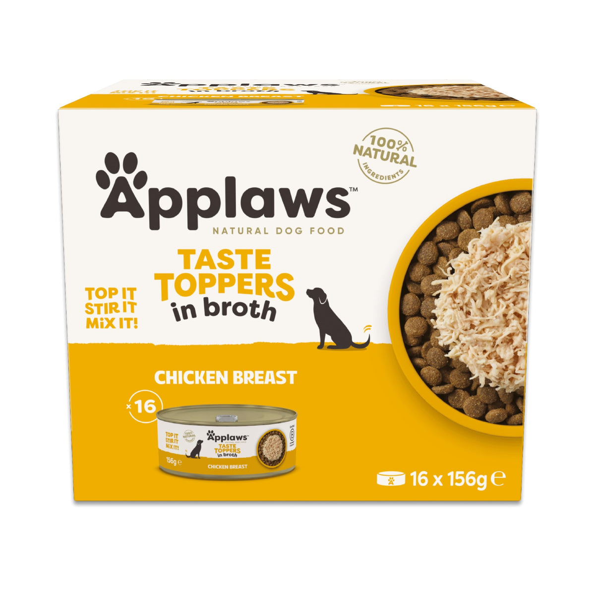 Applaws Natural Wet Dog Food Topper, Chicken Selection in Broth, 8x156g Tin