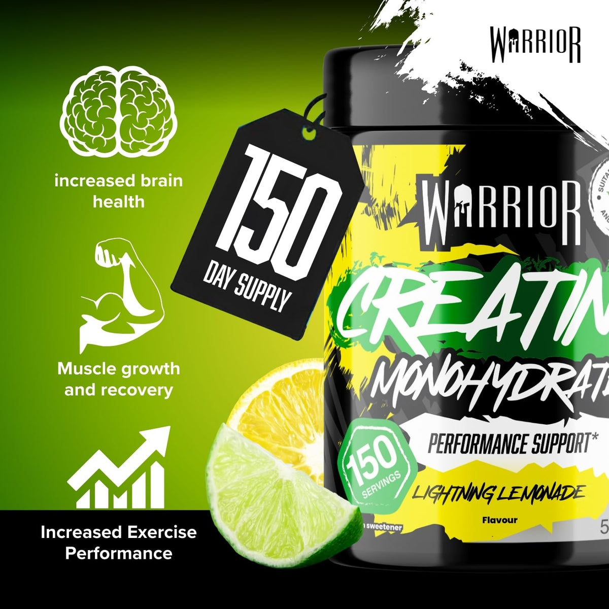Warrior Creatine Monohydrate Powder 500g Pure Micronised (166 Servings)