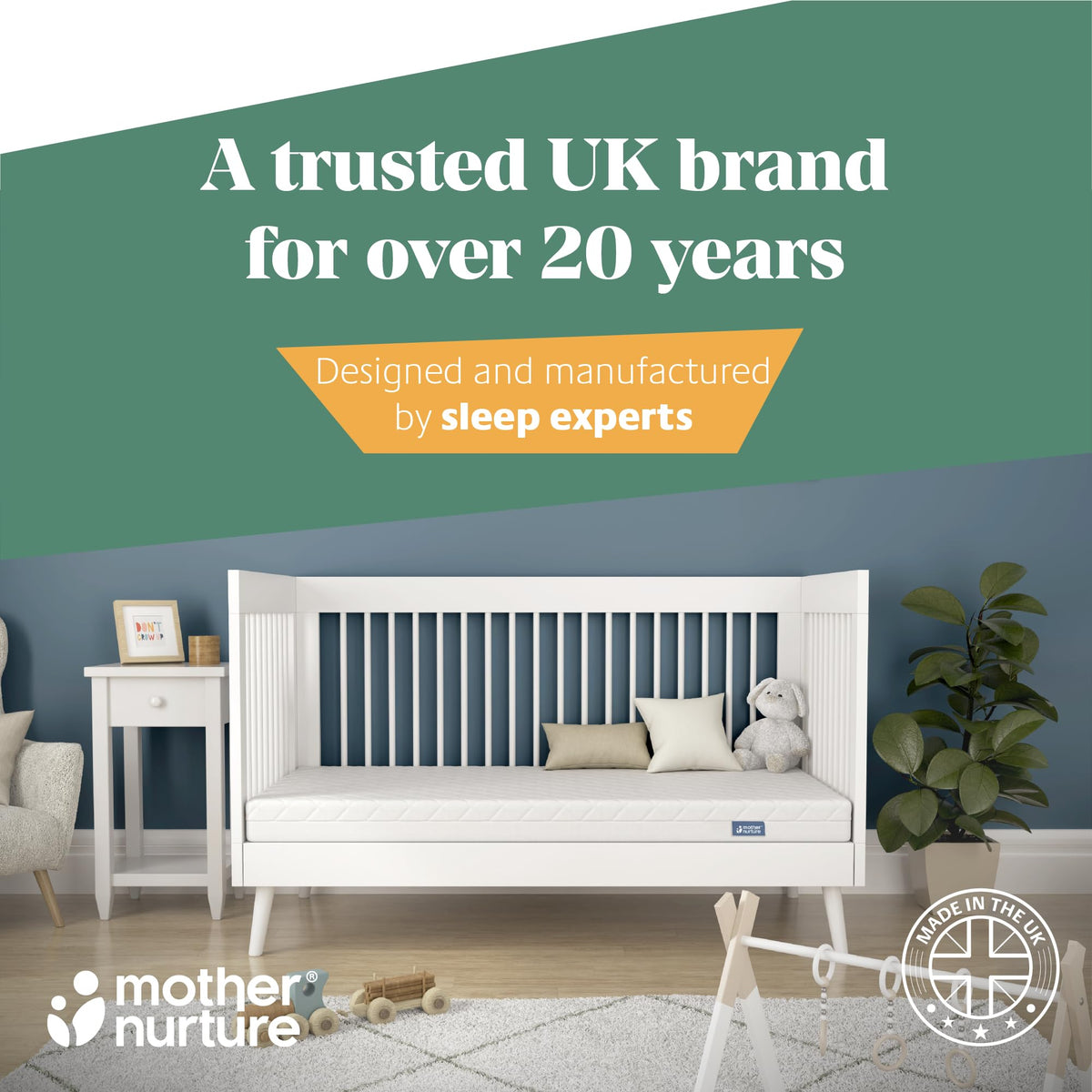 Mother Nurture Classic Eco Fibre Cot Bed Mattress - Hypoallergenic Easy Clean Quilted Cover, Reversible, Water Resistant, Baby Cot Mattress, Firm & Supportive, White, BSI Tested - Size 140x70 x10cm