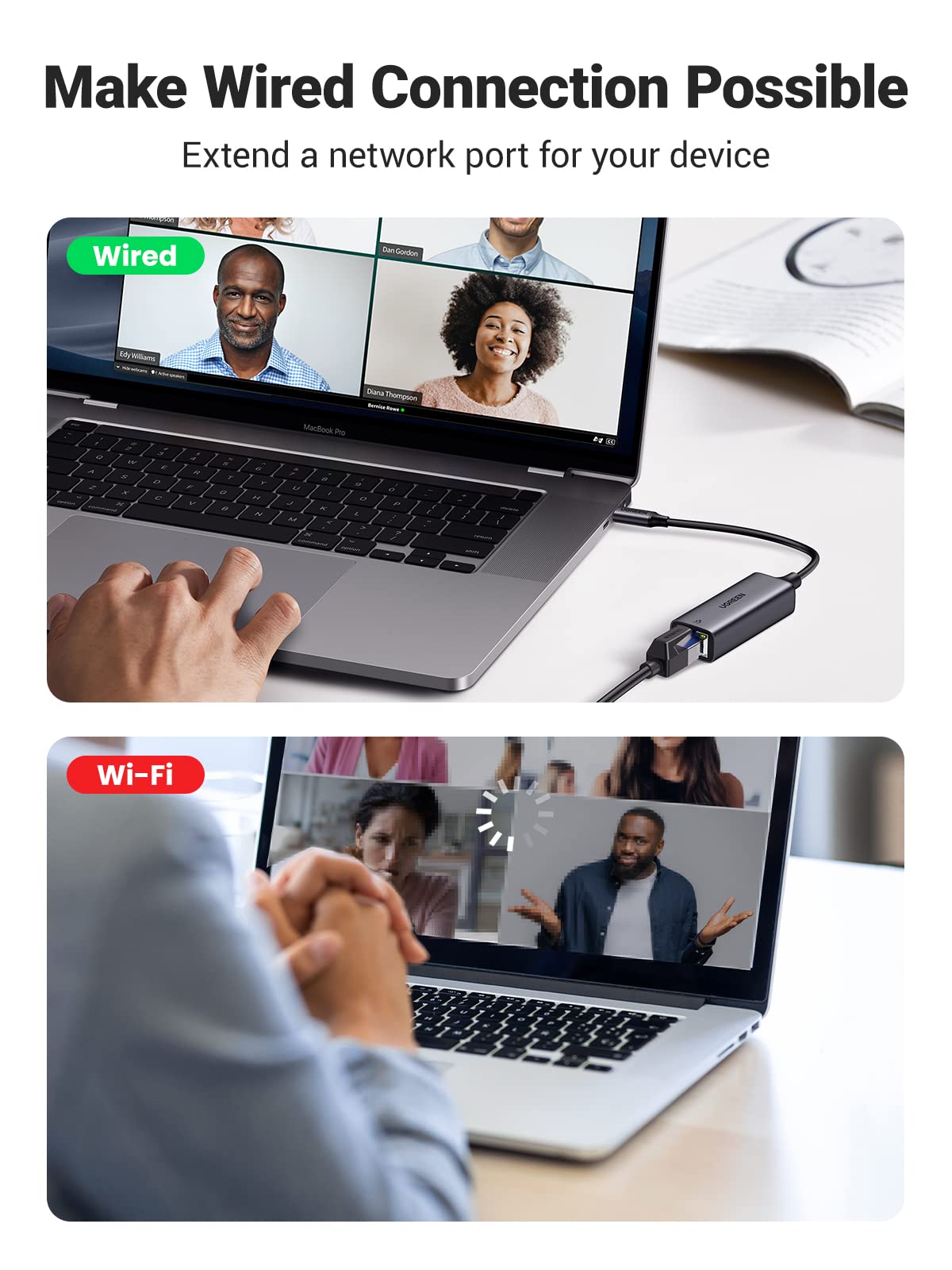 UGREEN USB C to Ethernet Adapter, Gigabit Wired Network Adapter