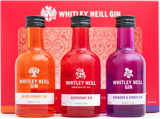 Whitley Neill Gin Gift Set, Blood Orange, Raspberry, Rhubarb, 3 x 5 cl