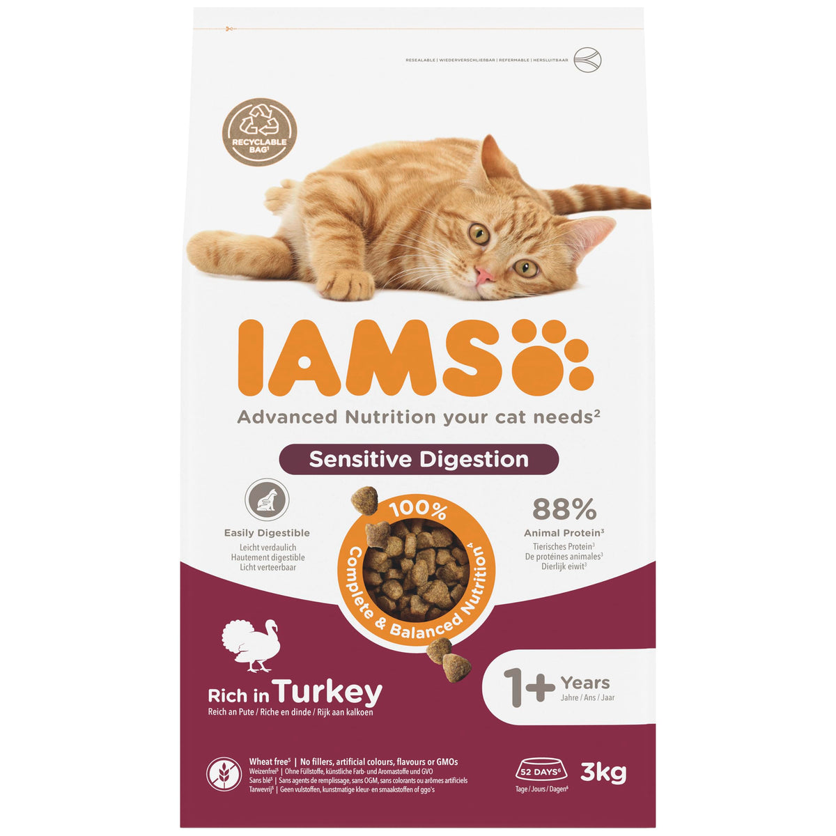 IAMS Adult Complete Dry Cat Food Chicken 3kg - Supports Strong Immune System