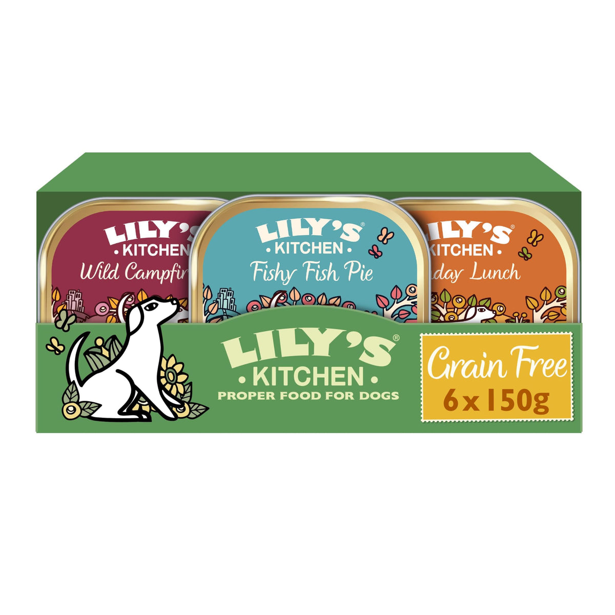 Lily's Kitchen Natural Adult Dog Food Wet Trays - Classic Dinners Multipack - Chicken, Lamb & Beef - Complete Meal Recipes (6 Trays x 150g)