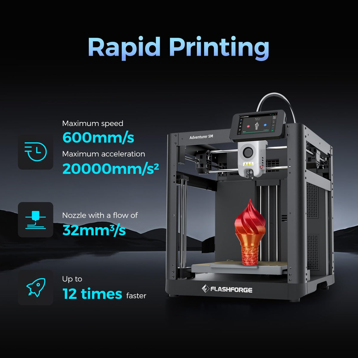 Flashforge Adventurer 5X 3D Printer with Multi-Color Printing,Customize with IFS,AD5X Multi-Material/Full-auto leveling 3D Printer,Max Speed: 600mm/s,Auto 4kg Filament Refill,Compact Integrated Design