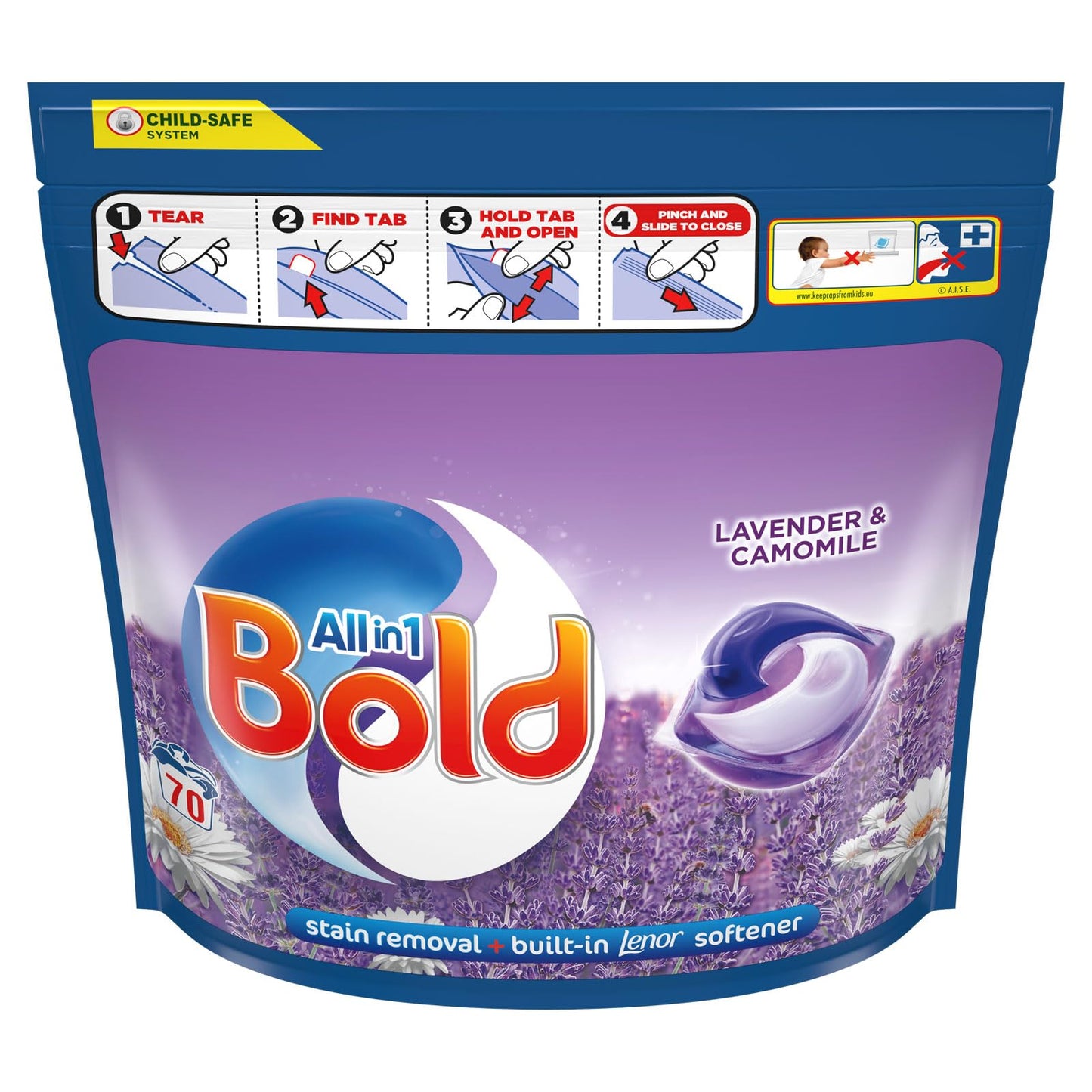 Bold Lavender and Camomile PODS® Washing Liquid Laundry Detergent Capsules 85 Washes, 85ct, Outdoor Freshness that Lasts and Lasts, with Built-in Lenor Softener