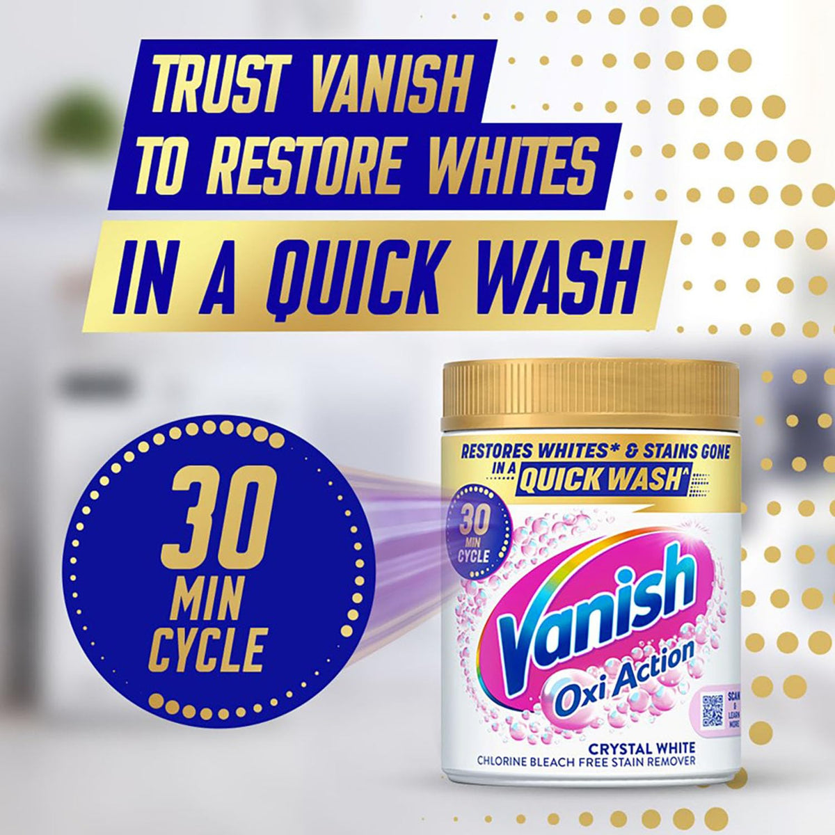 Vanish Stain Remover, Gold Oxi Action Powder, 470g, Restores Whites and Protects Laundry from Greying, Removes Stains, Odours Laundry Detergent Leave Behind, Bleach Free