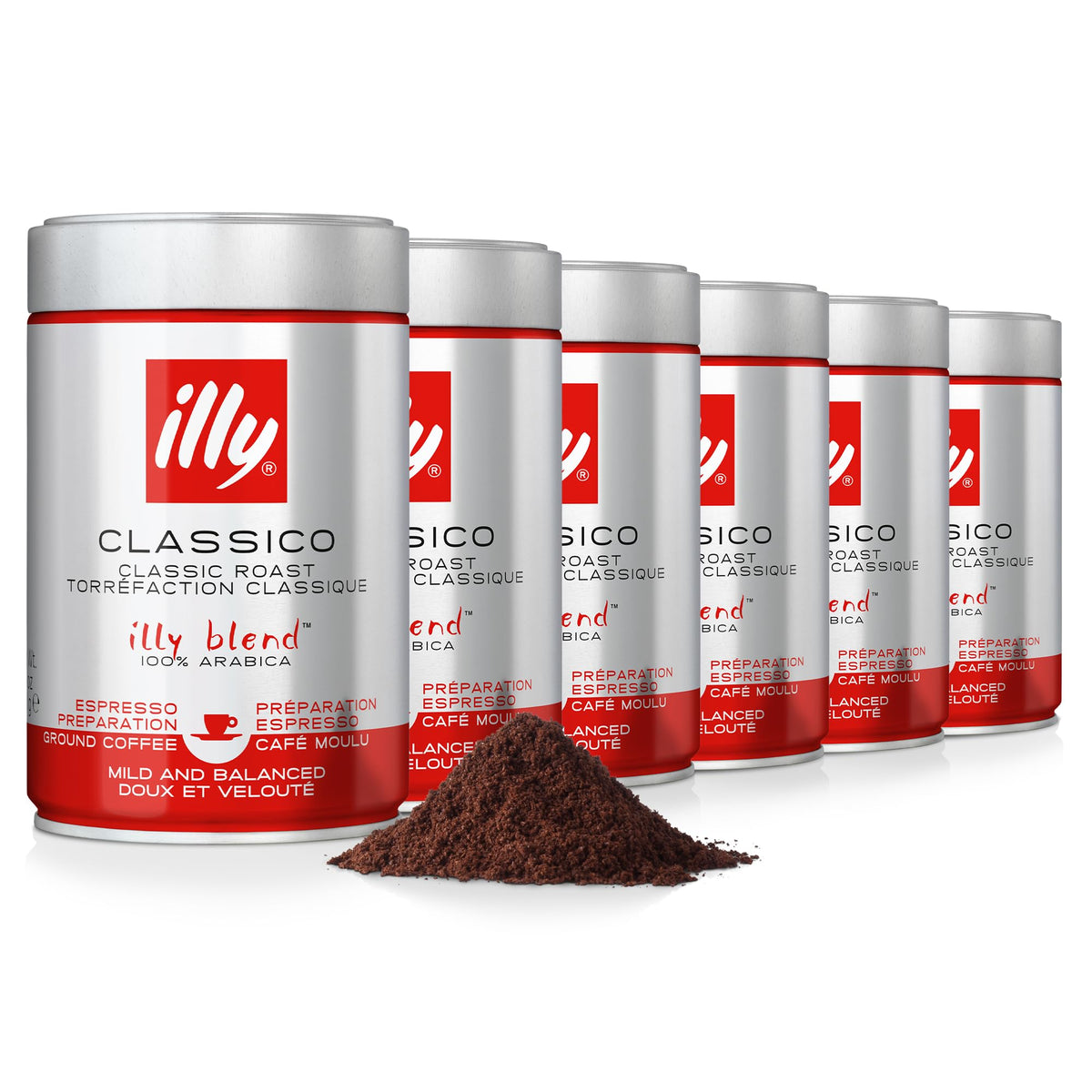 illy Classico Ground Coffee for Espresso, Moka Pot, Cafetiere 250g