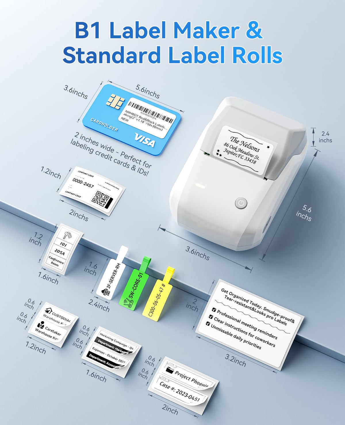 NIIMBOT B1 2-Inch Label Maker, Portable Thermal Printer for Small Business
