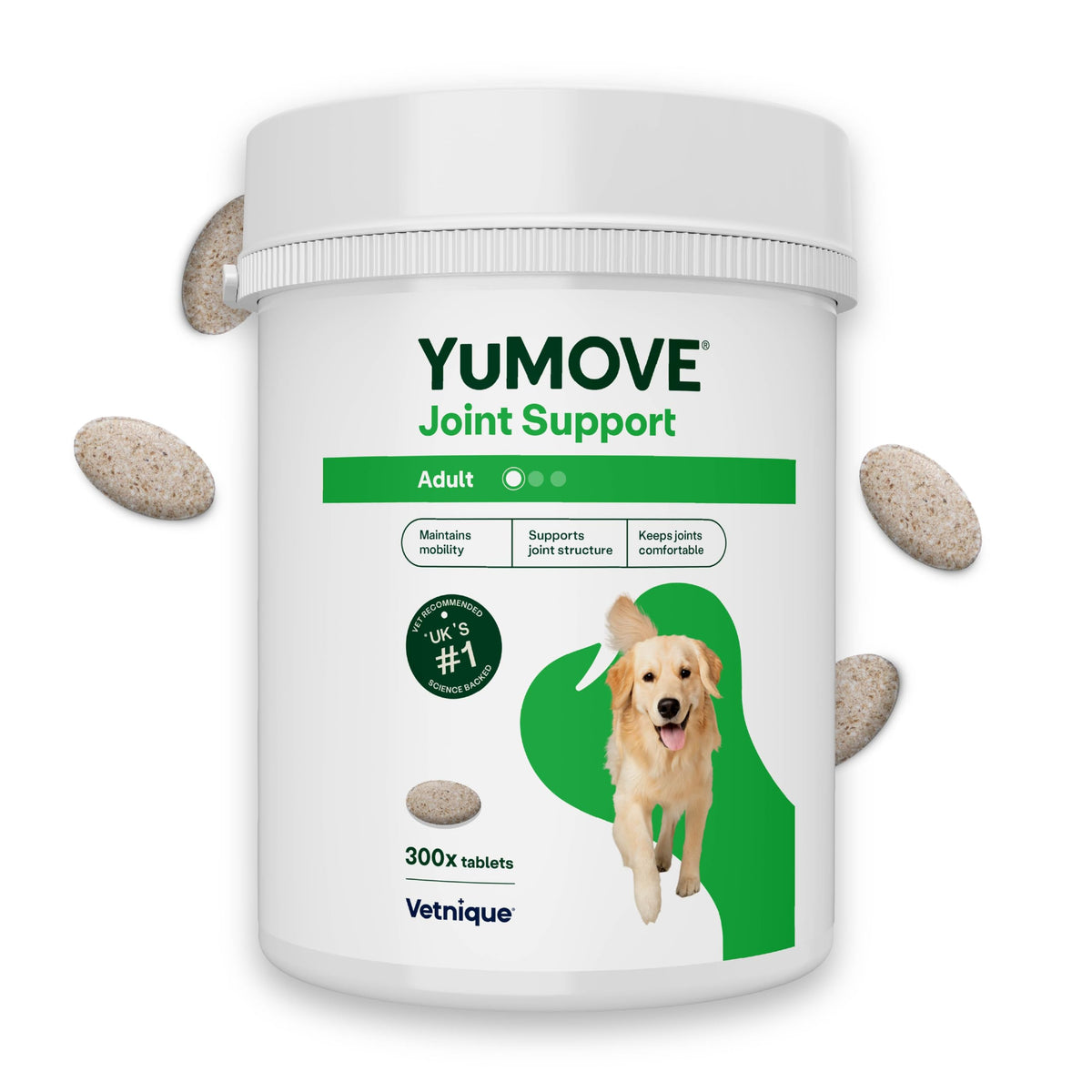 YuMOVE Joint Supplement for Dogs, Higher Strength for Joint Care, Essential Dog Hip and Joint Support for Adult Dogs Aged 6 to 8, 120 Tablets - Eco Friendly and Letter Box Ready Packaging