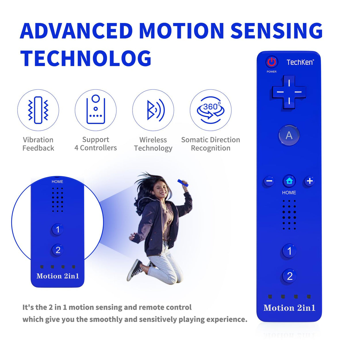 TechKen 2-Pack Wii Remote Plus with Built-in MotionPlus gyroscope, Compatible with all original Wii Remote accessories, Wii Controller for Wii/Wii U