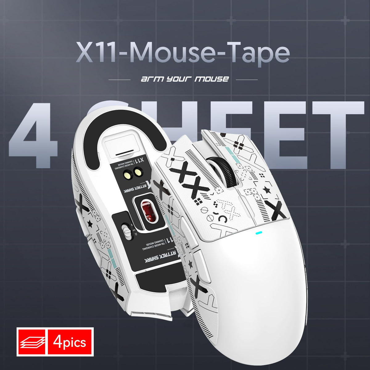 ATTACK SHARK X11 Gaming Mouse with Magnetic Charging Dock, PixArt PAW3311 Gaming Sensor, BT/2.4G Wireless/Wired Gaming Mouse with Mouse Grip Tape, 22000 DPI, Gamer Mice for Win11/Xbox/PS/Mac (Red)