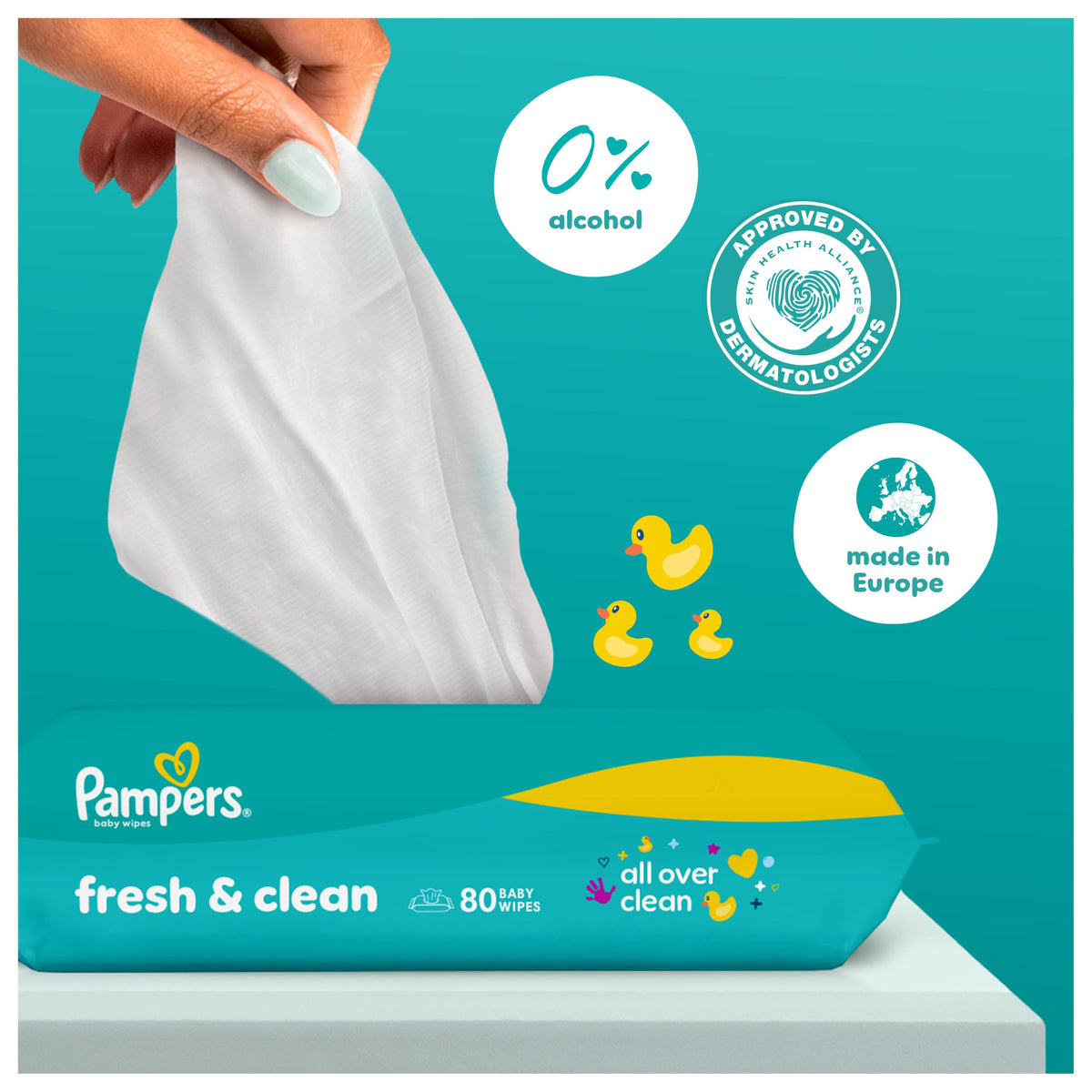 Pampers Fresh Clean Baby Wipes Multipack 1200 Count (15 x 80)