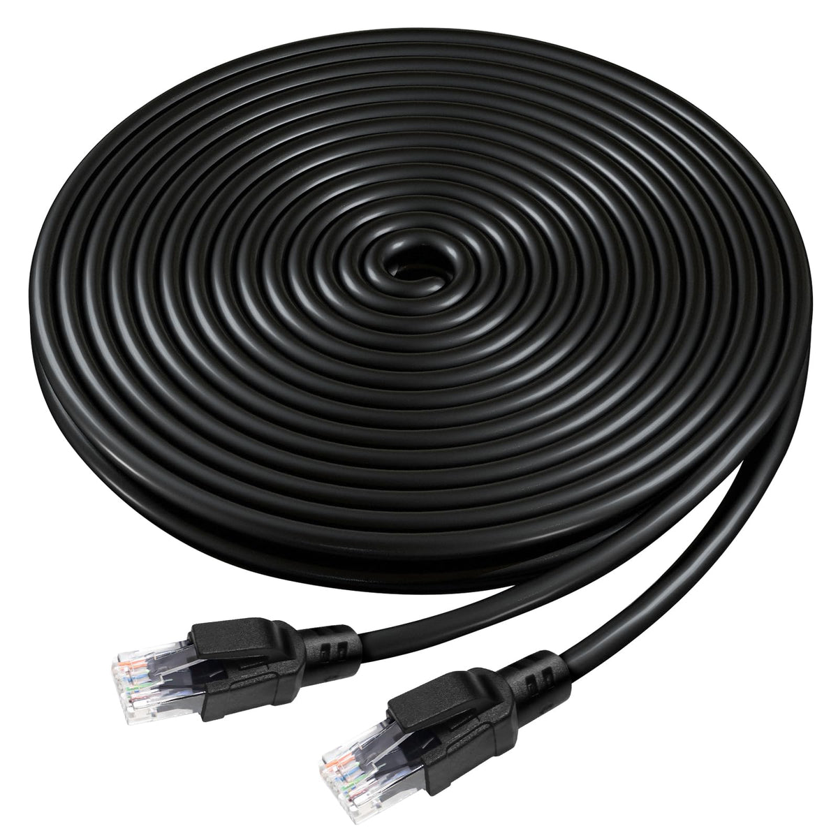 Outdoor Cat 6 Ethernet Cable 75m, Water Resistant Direct Burial LLDPE UV Jacket - 24AWG 10Gbps High Speed Gigabit Internet Network Cable - CCA, UTP with 80 Ties - Black