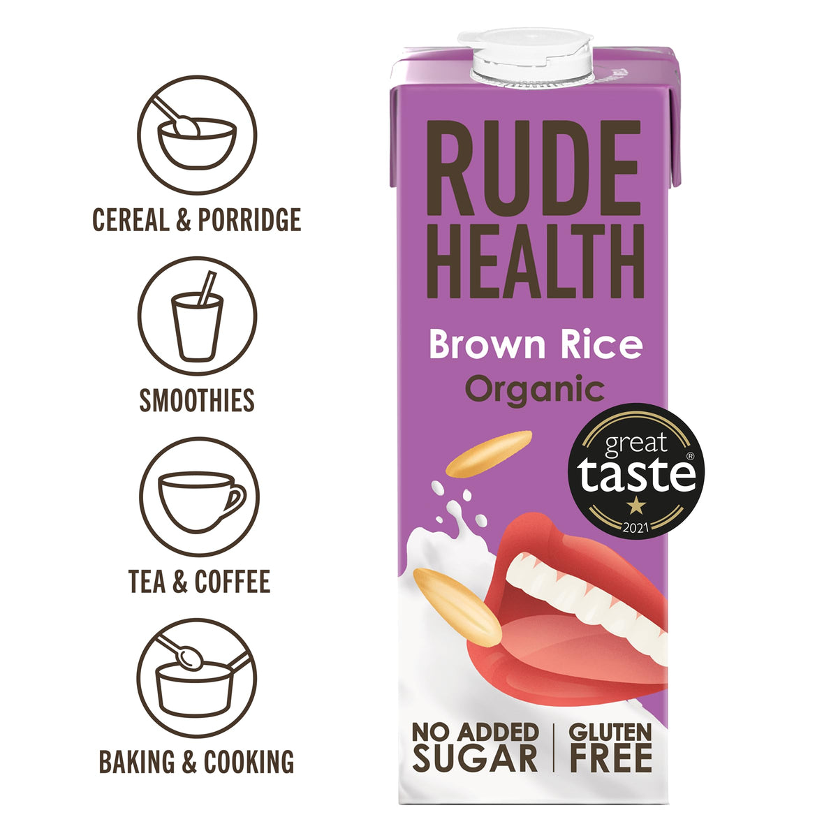 Rude Health 6 x 1 Litre Organic Oat Dairy-Alt Milk, 100% Natural Organic Drink, Lactose Free, Dairy Free & Gluten-Free, No Added Sugar, Award-Winning, Healthy & Vegan, 100% Recyclable Packaging