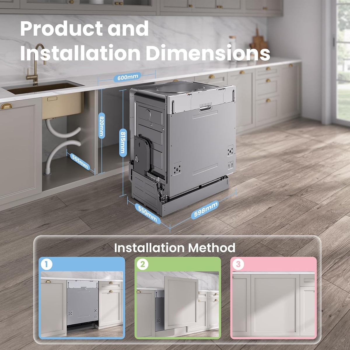 COMFEE' Fully Integrated Dishwasher, 12 Place Settings, 60cm