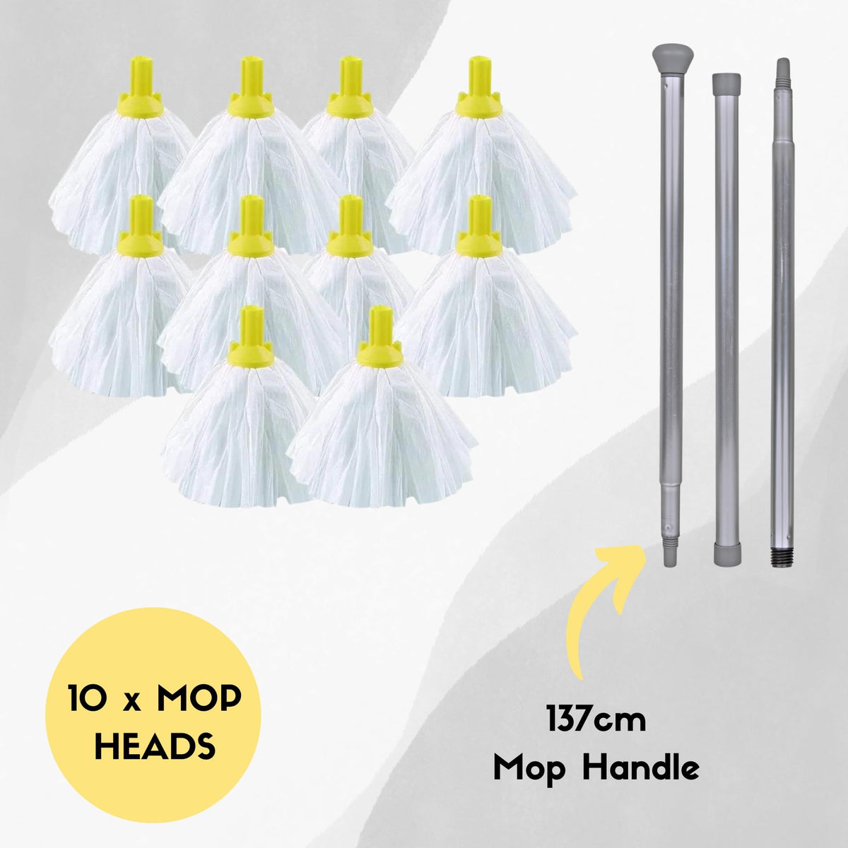 Avern Exel Mop Heads BIG White Push Socket Fit Mop Heads (Pack Of 10) Disposable Super Absorbent Heavy Duty Mops - Colour Coded - Robert Scott (Blue (10 Pack))