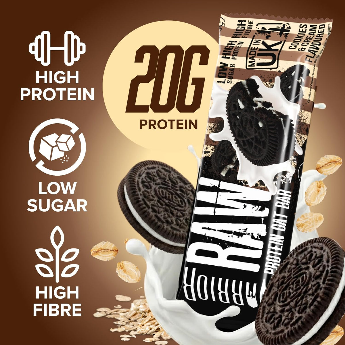 Warrior RAW Protein Bars 12 x 75g High Protein Oat Flapjack Snack