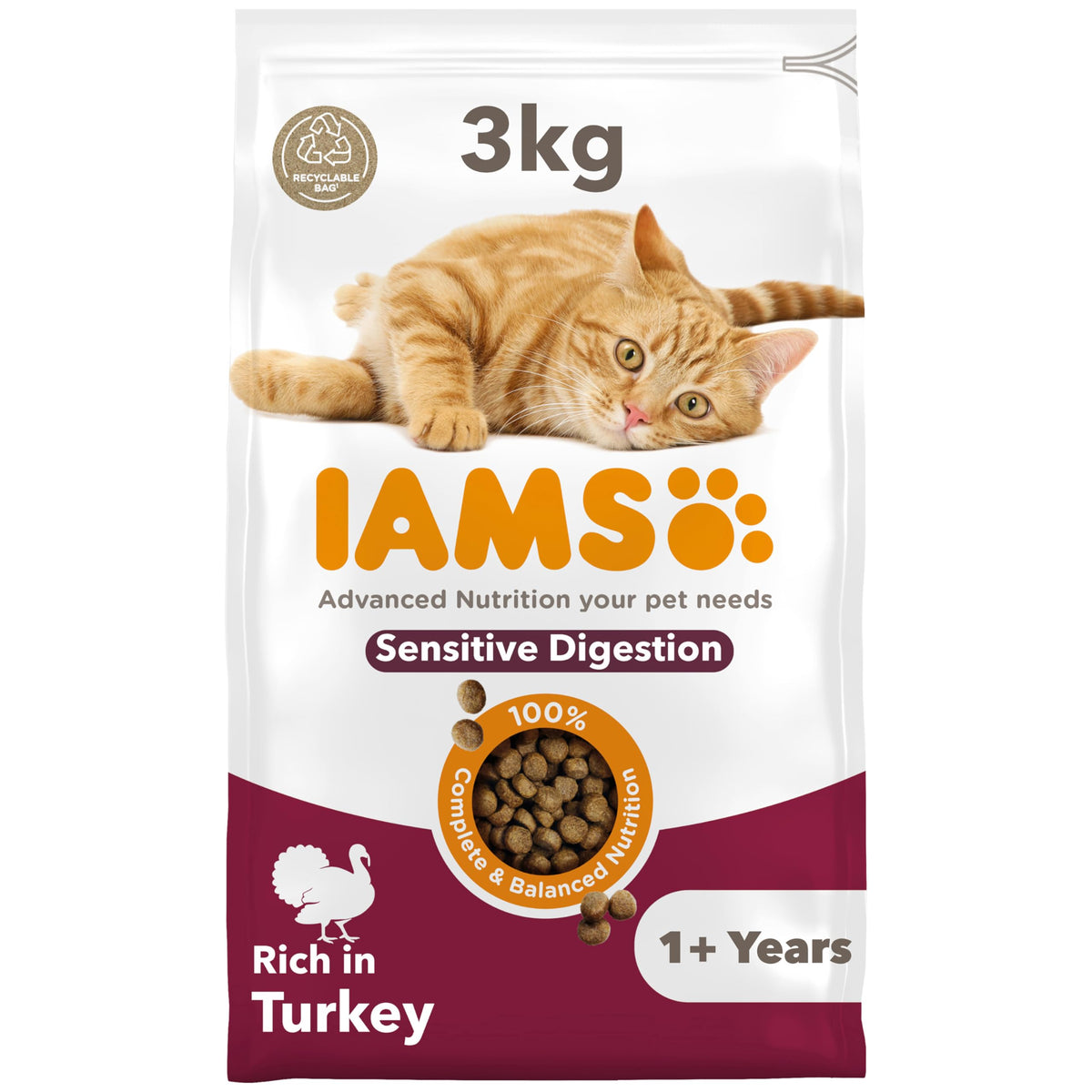 IAMS Adult Complete Dry Cat Food Chicken 3kg - Supports Strong Immune System
