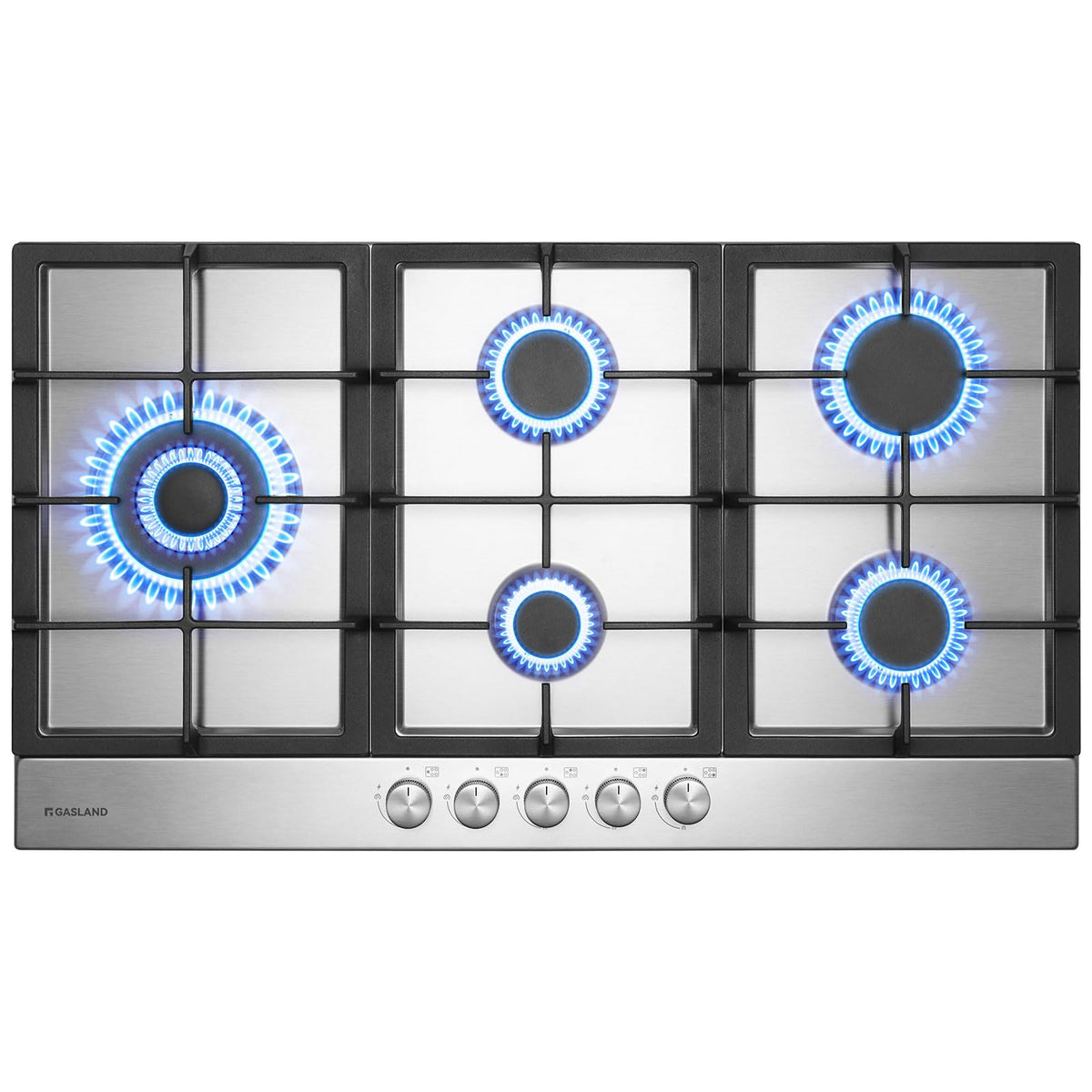 GASLAND GH60SF 60cm Built-in Gas Hob, 4 Burners Stainless Steel Gas Cooktop with Flame Failure Protection, NG/LPG Convertible, 8000W
