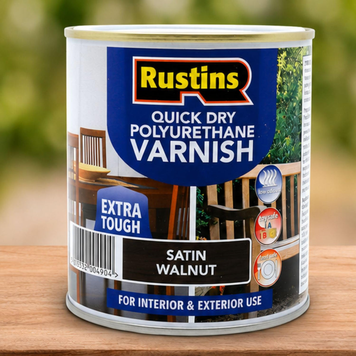 RustinsQuick Dry Poly Varnish Satin Clear 500ml -Tough, Water-Based Clear Finish in Gloss, Matt or Satin; Durable Protection for Interior Wood, Furniture and Floors