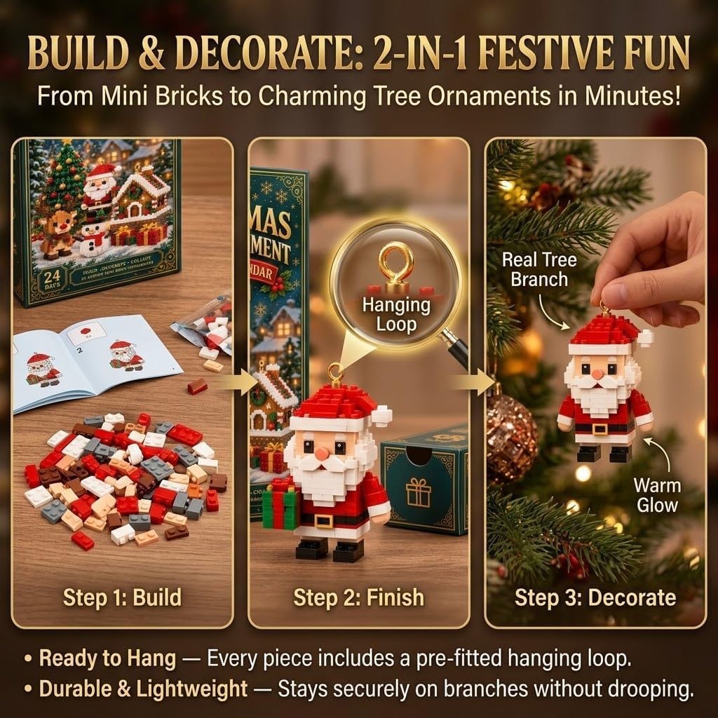 24-Day Mini Christmas Brick Ornament Advent Calendar 2026 (2D) (3D Version)