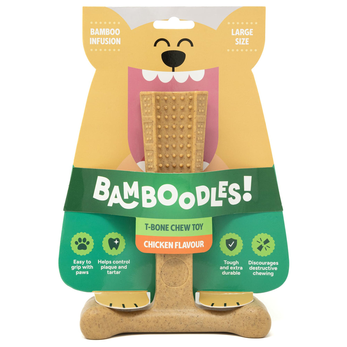 Bamboodles T-Bone Dog Chew Toy – Small | Chicken Flavour | Long Lasting Chew toy for Small Dogs | Durable Chew Toy to Satisfy Chewing Instincts