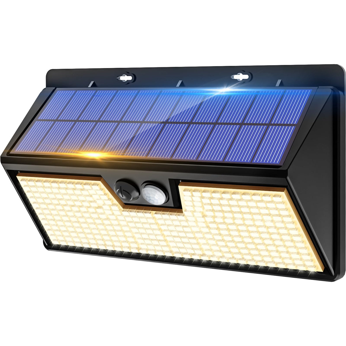 vighep Solar Security Lights Outdoor Motion Sensor, White 318LED Led Solar Powered Light with 3 Lighting Modes, IP65 Waterproof Wireless Pir Wall Light for Outside Garden Fence Yard-Warm White