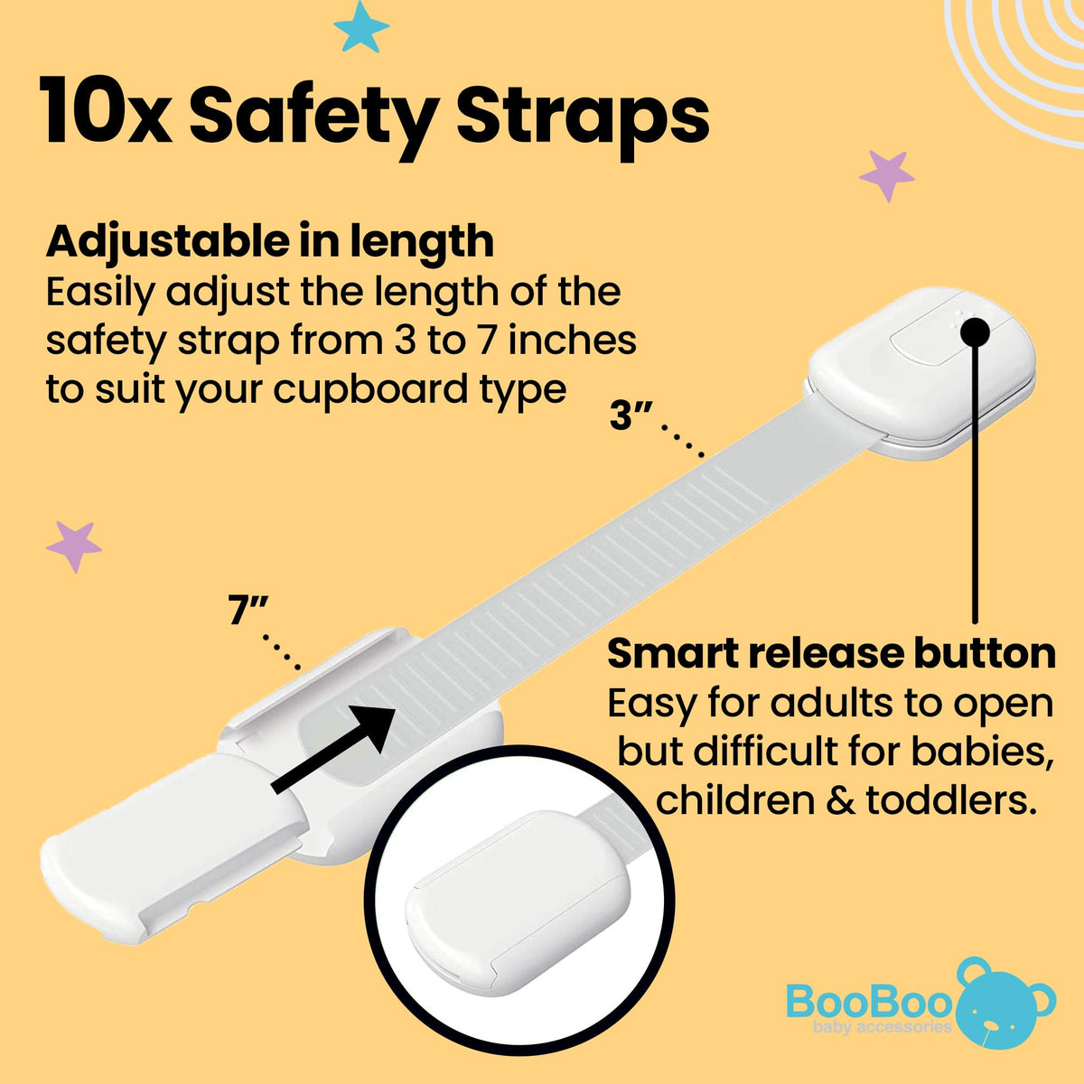 BooBoo Baby 10 Pack Premium Child Locks for Kitchen Cupboards