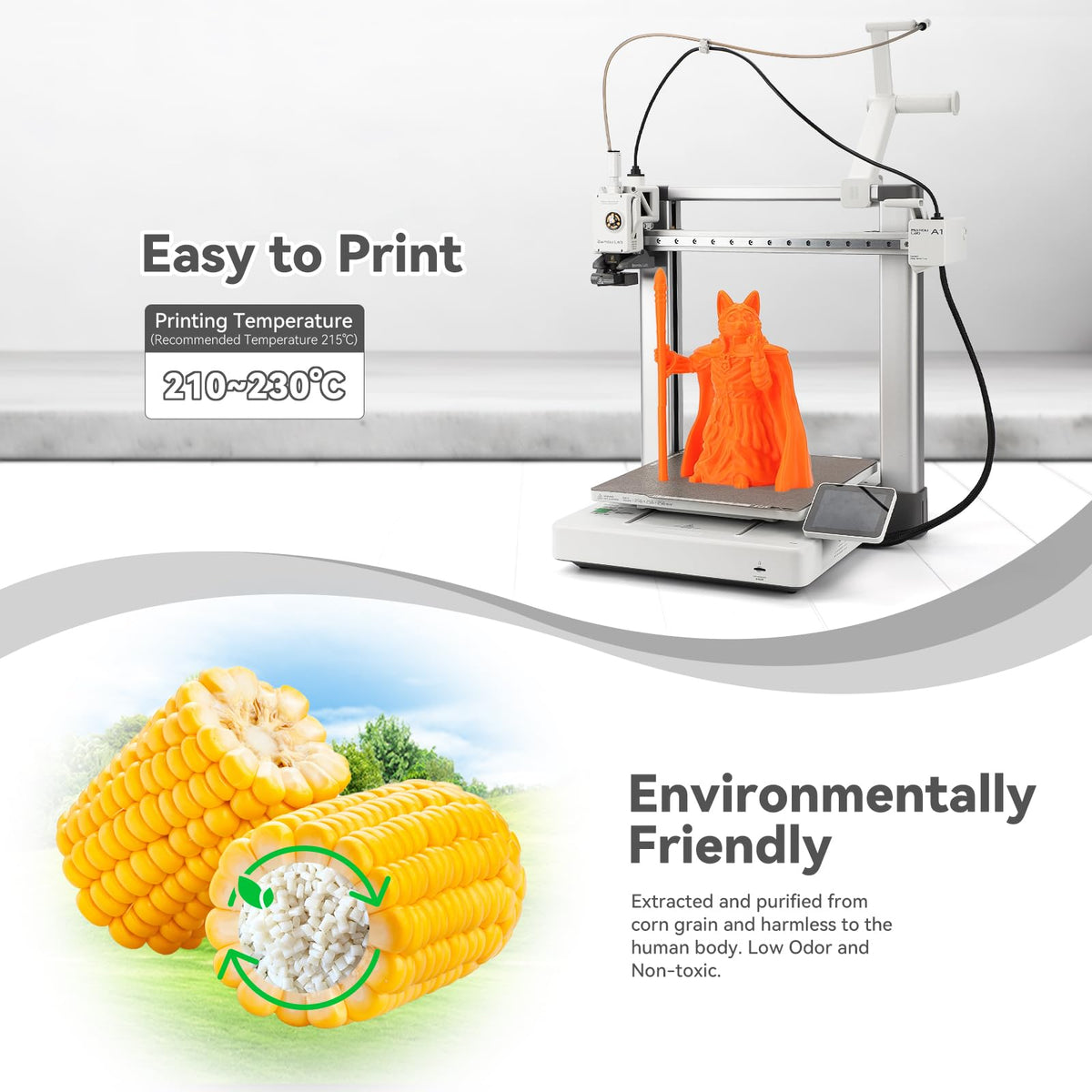 3DHoJor PLA+ PLA Plus Filament 1.75mm 1kg(2.2lbs) for 3D Printers,Yellow