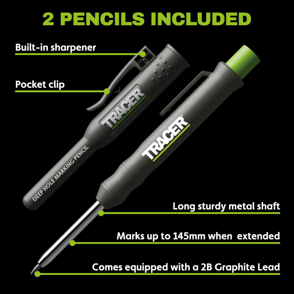 Tracer Deep Hole Carpenter Pencil | Work Pencil, Holster & Sharpener