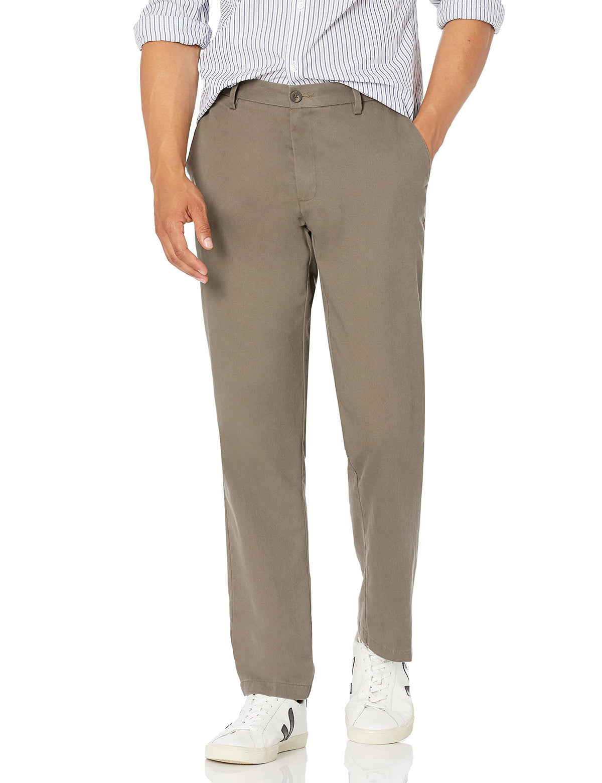 Amazon Essentials Men's Straight Fit Wrinkle-Resistant Flat-Front Casual Chino Trousers