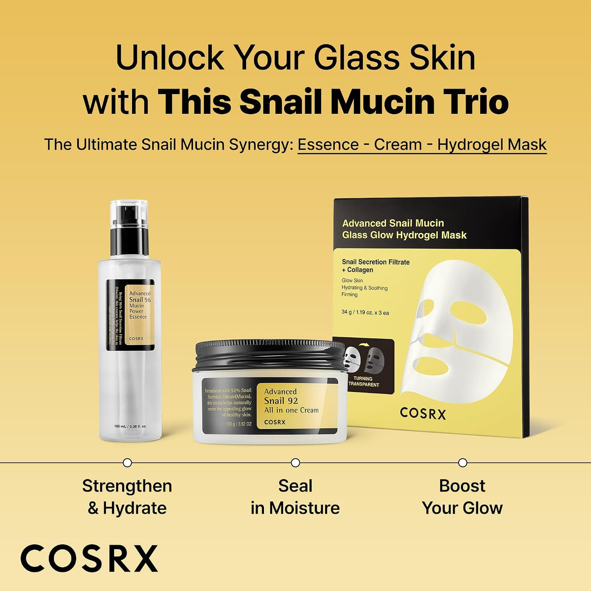 COSRX Advanced Snail 96 Mucin Power Essence 100ml | Snail Secretion Filtrate 96% | Skin Repair Serum | CPNP Registered, Korean Skin Care, Cruelty Free, Paraben Free, Alcohol Free