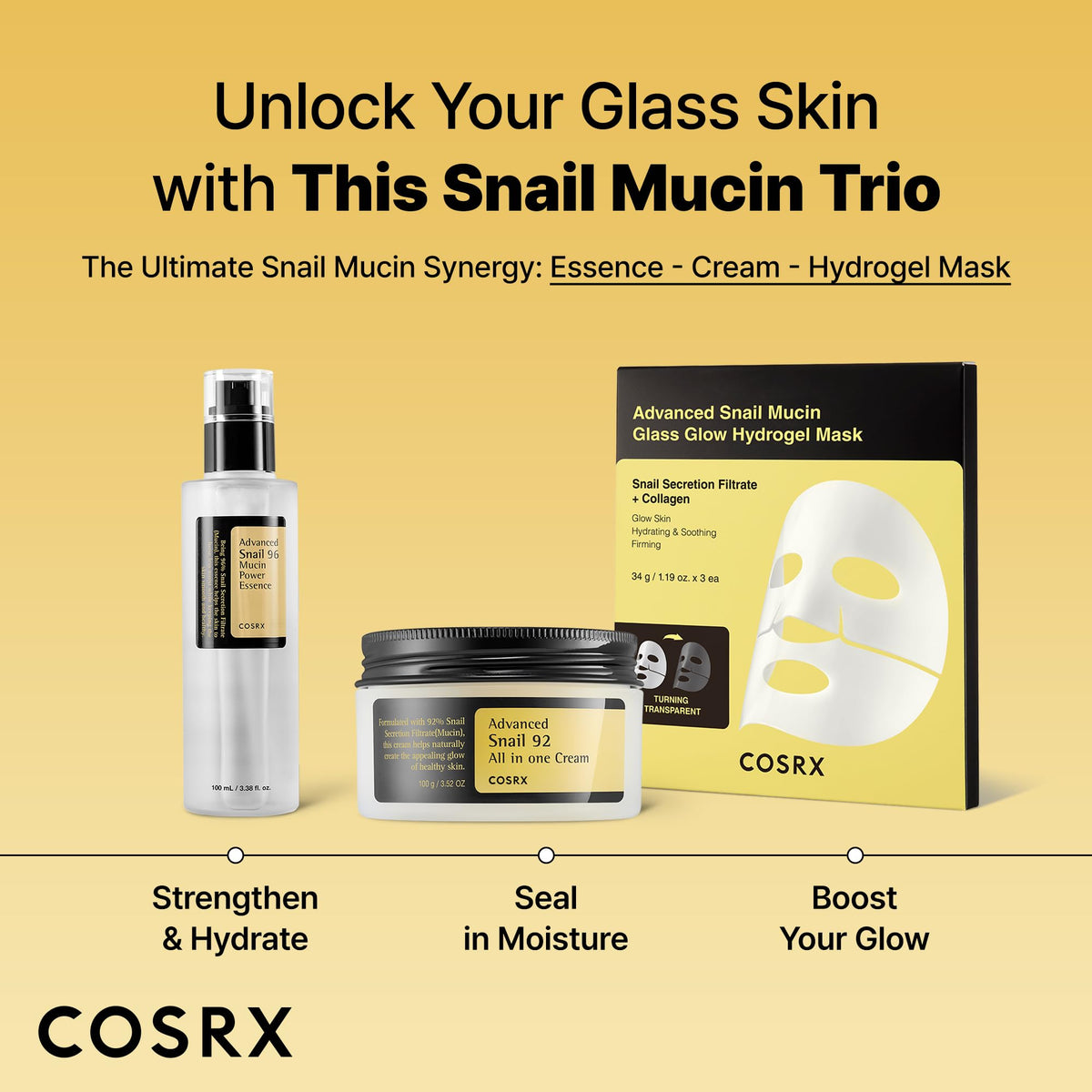COSRX Advanced Snail 96 Mucin Power Essence 100ml | Snail Secretion Filtrate 96% | Skin Repair Serum | CPNP Registered, Korean Skin Care, Cruelty Free, Paraben Free, Alcohol Free