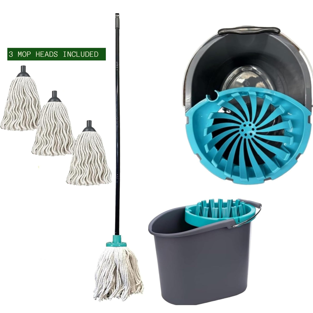 MOP AND BUCKET (3 HEADS ONLY)