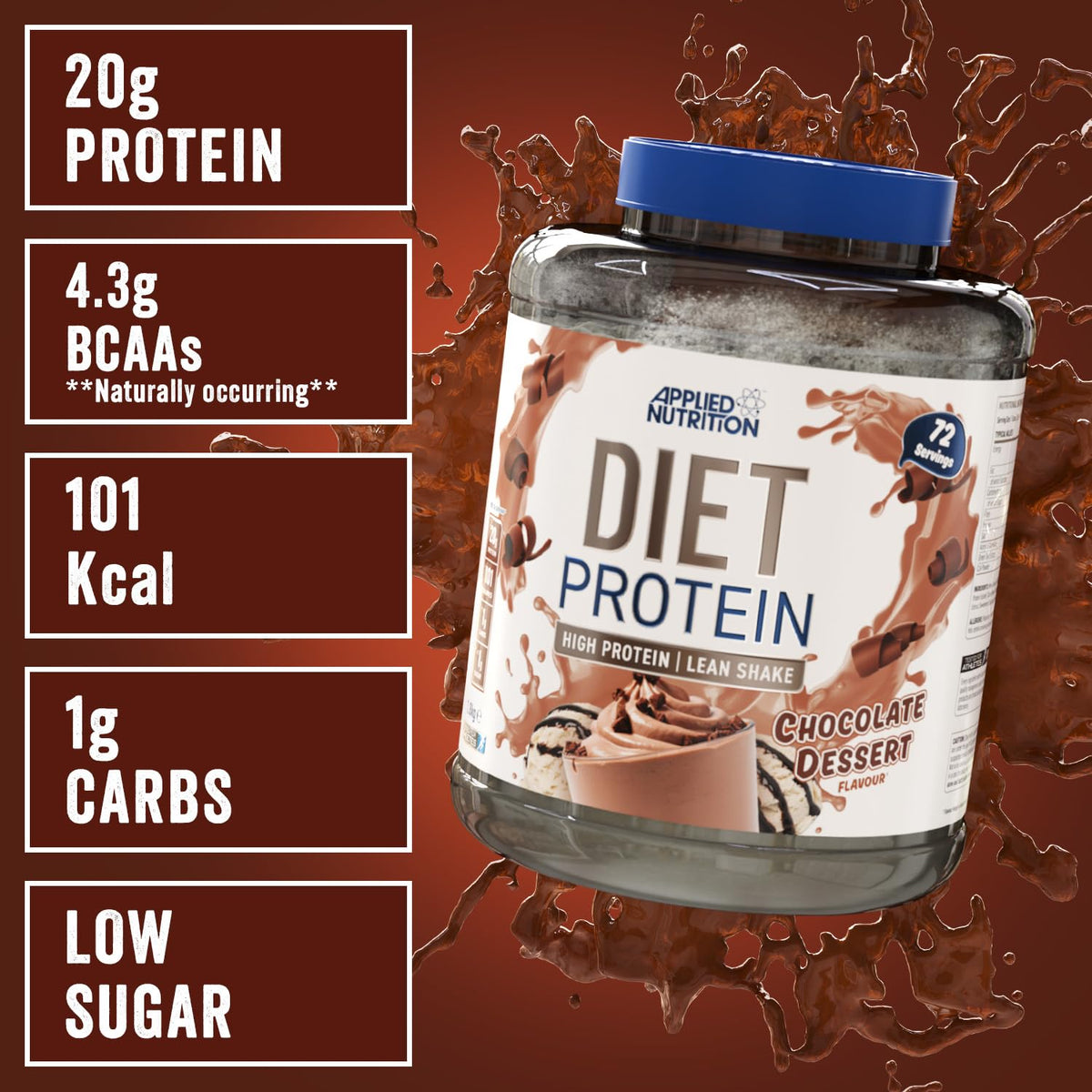 Applied Nutrition Diet Whey - High Protein Powder Supplement, Low Carb & Sugar, for Weight Management with CLA, L Carnitine, Green Tea (450g - 18 Servings) (Vanilla)