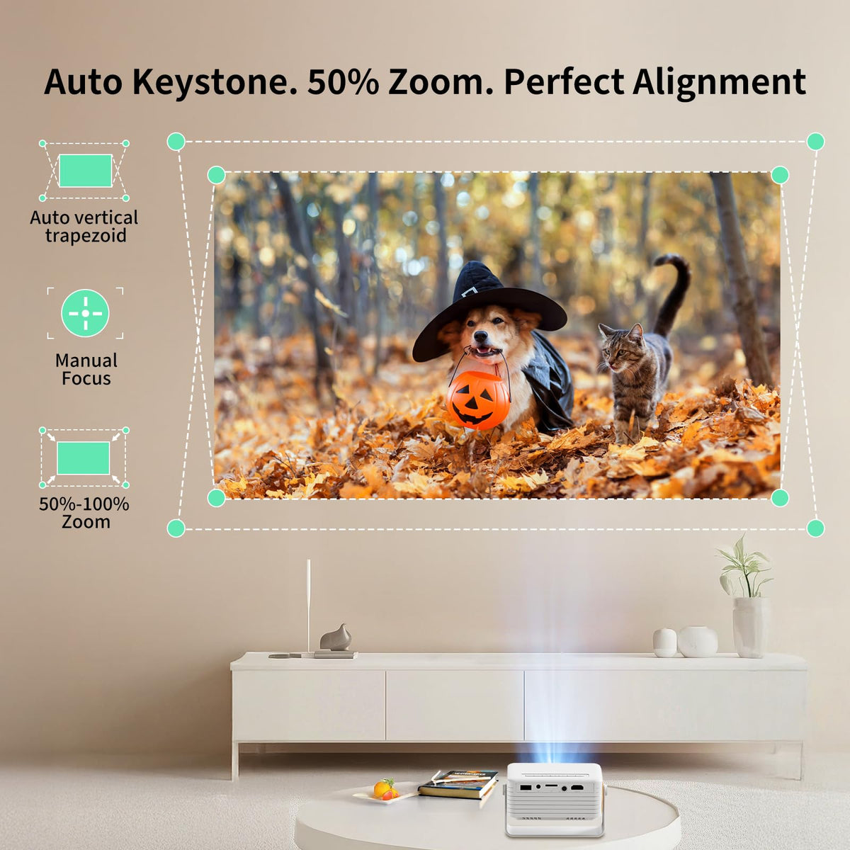 Yoton Y3 Mini Projector, 317g Ultra-Portable, 360° Rotating, Auto Keystone