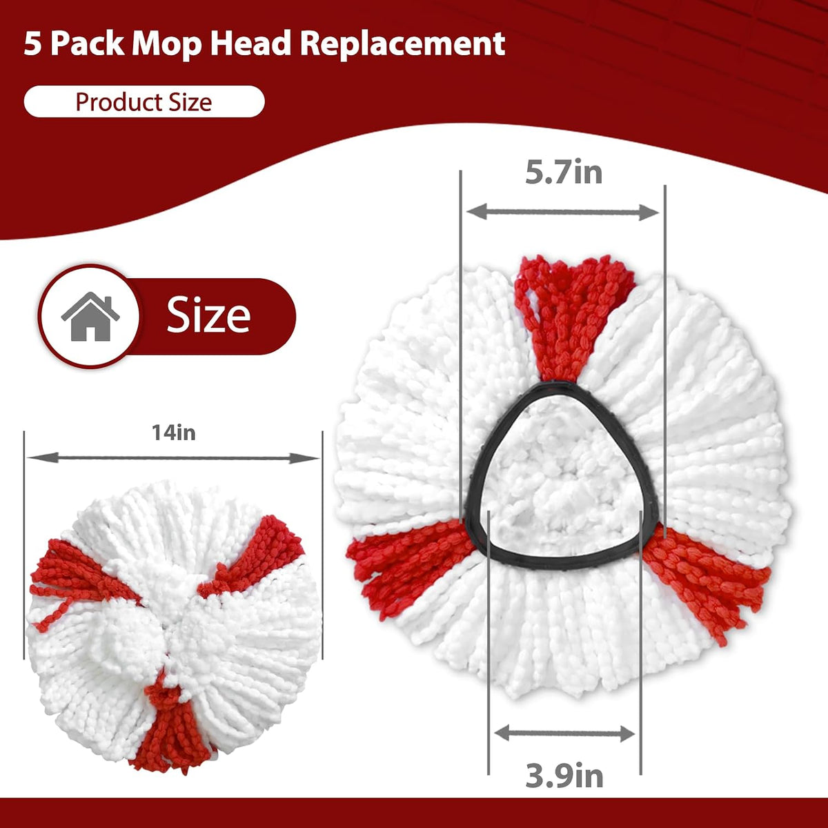 5 Pack Mop Heads for Vlieda Turbo EasyWring 1-Tank System