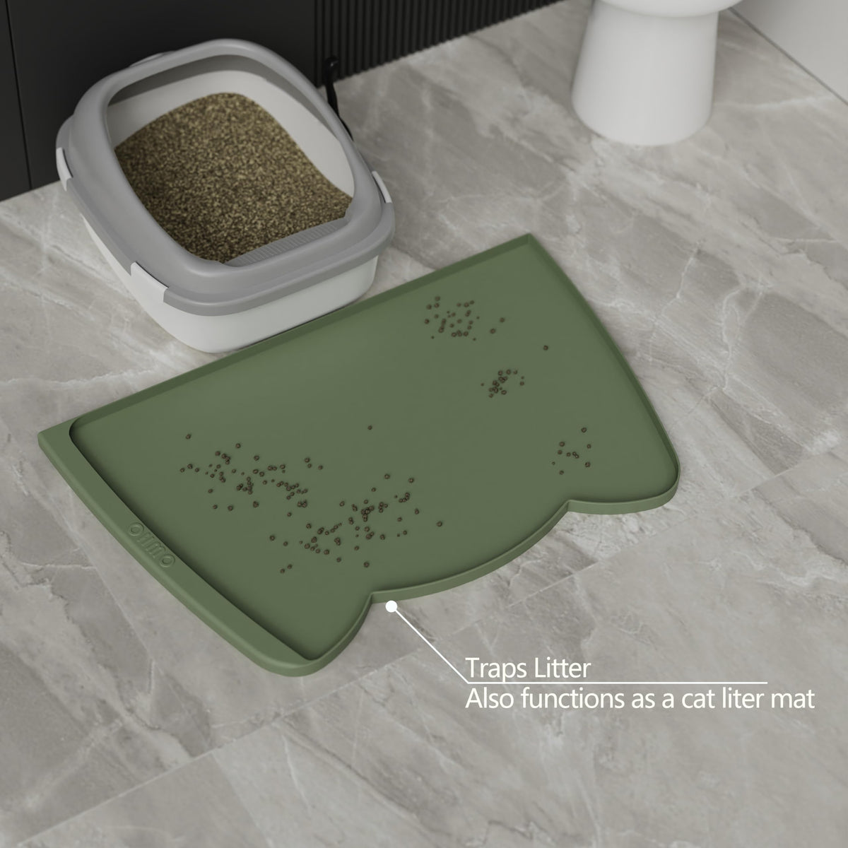 OHMO Silicone Cat Food Mat for Food&Water Bowls, 46x25cm, Camo Green