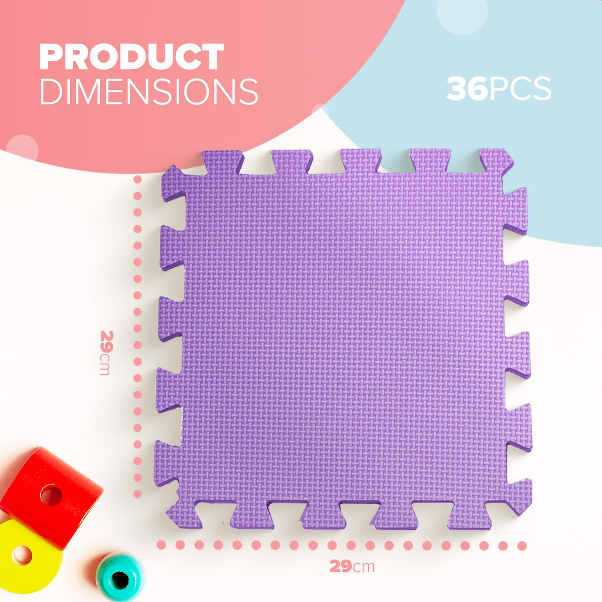 kidoola Foam Baby Play Mat (29x29cm) – Thick & Soft EVA Foam Interlocking Floor Tile Matting for Children – Large Multi Colour, Safe & Comfortable 7mm Thick Play Flooring (9pc)