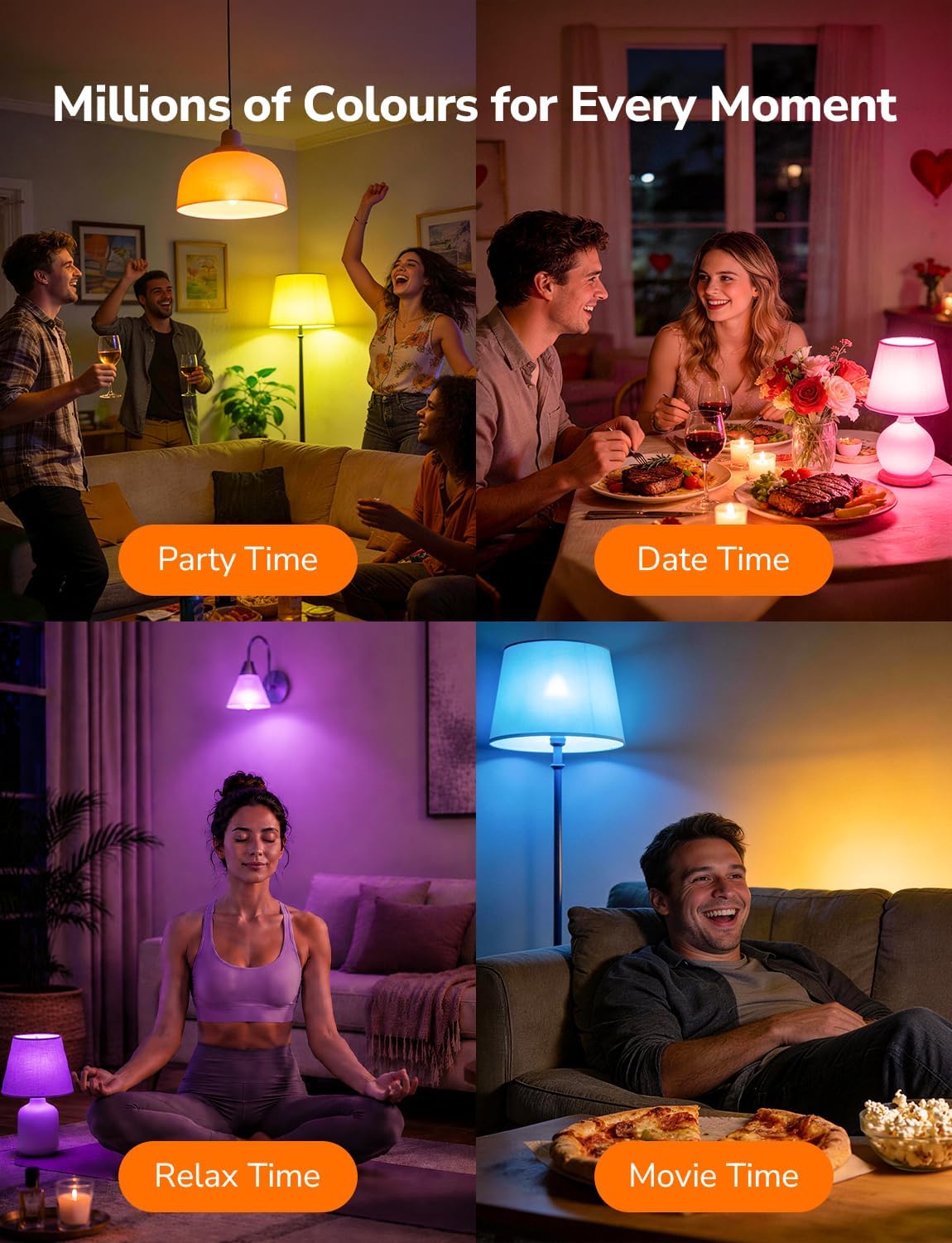 Lepro AI Smart Bulb E14, Colour Changing, Dimmable, Works with Alexa/Google
