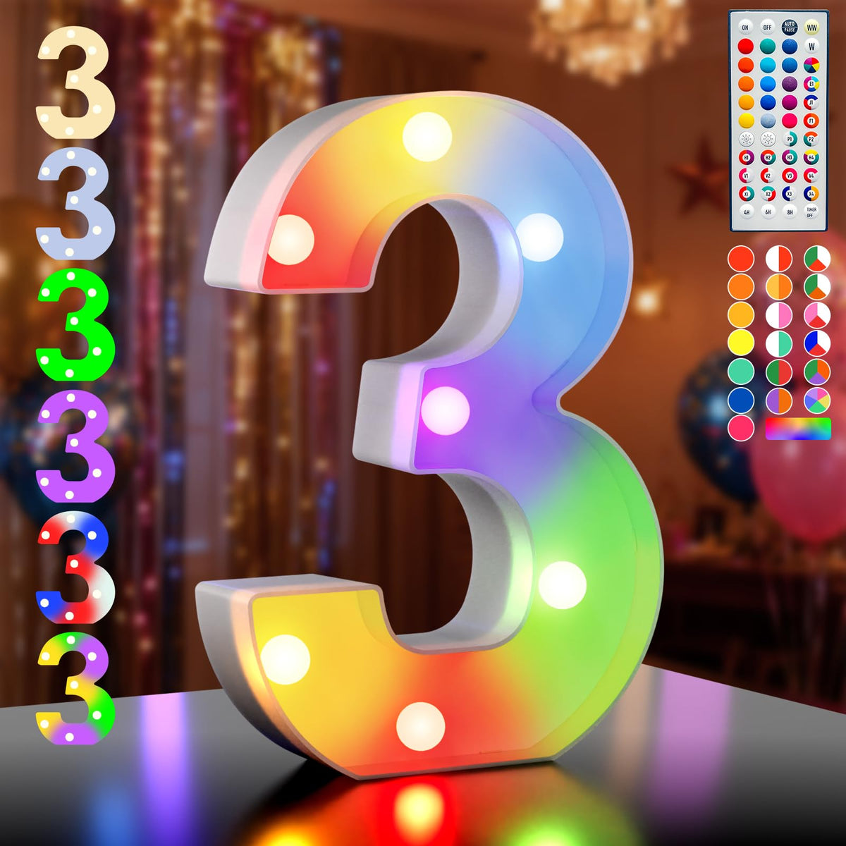 Ledido Pink Glitter Light Up Number 80 for 80th Birthday Decorations