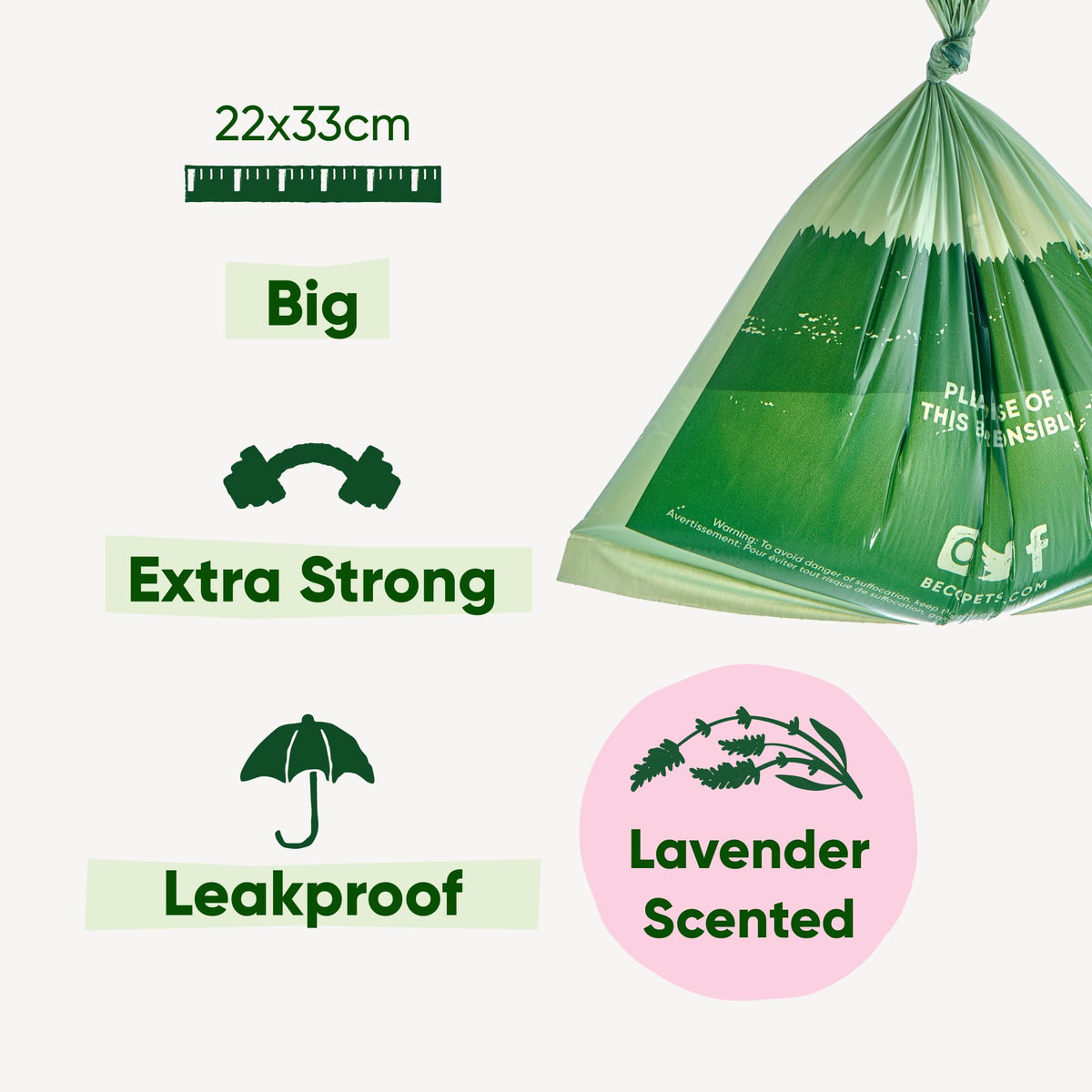 Beco Dog Poo Bags, 94% Recycled Plastic, Unscented Refill Rolls, 270 Bags